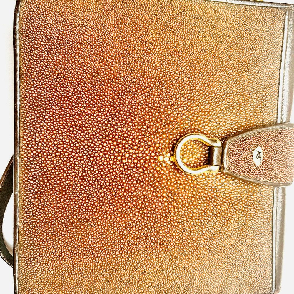 Vintage Italian Stingray Leather Bag – 1990s – Brown